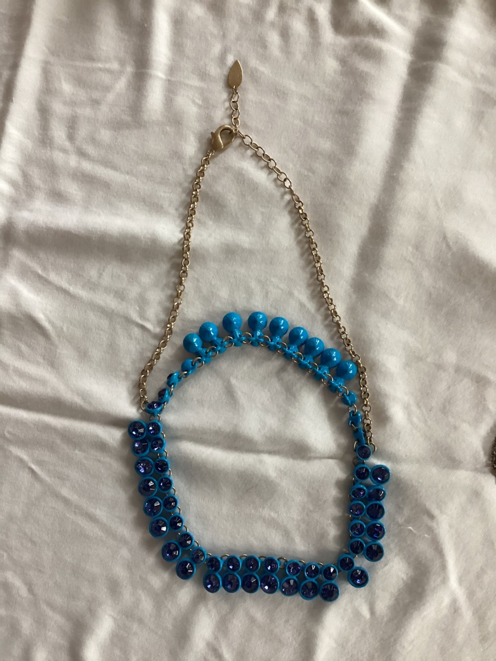 Blue Statement Beaded Necklace - Unbranded
